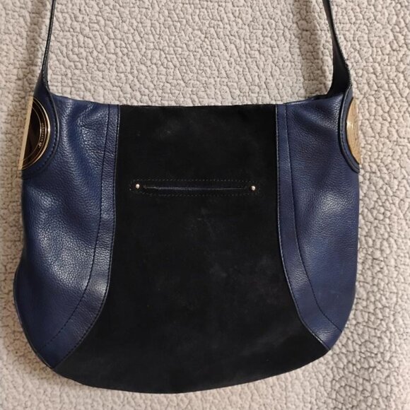 B Makowsky Giamma00 Blue Suede Leather Slouch Hobo Shoulder Bag - Picture 1 of 11